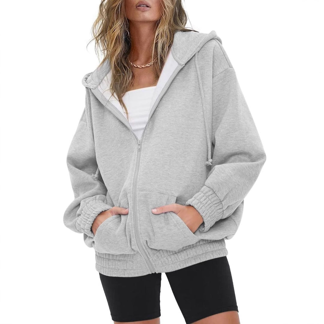 Women nan oversized hoodie jacket with zipper, fleece lining and kangaroo pockets Mune Fashion