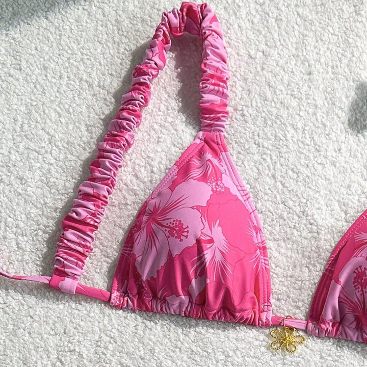 Women's triangle bikini with adjustable straps and colorful floral pattern Mune Fashion