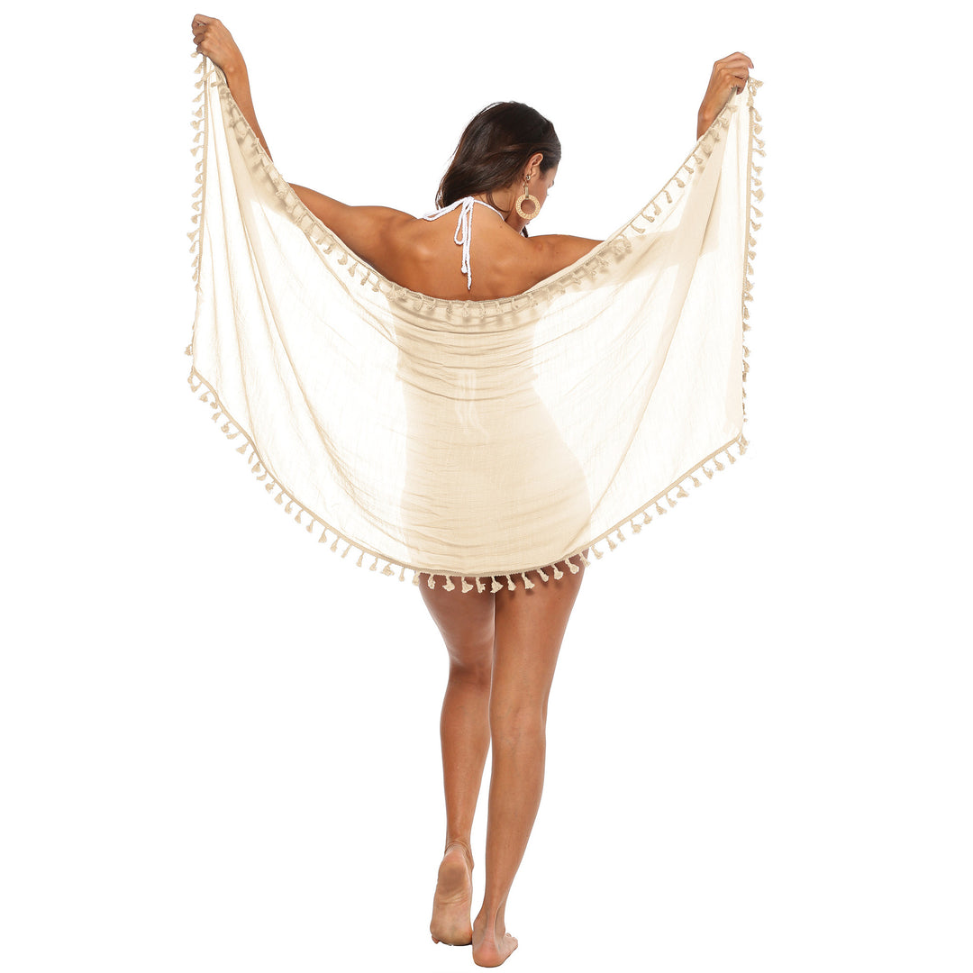 Women's airy beach sarong with playful tassels Mune Fashion