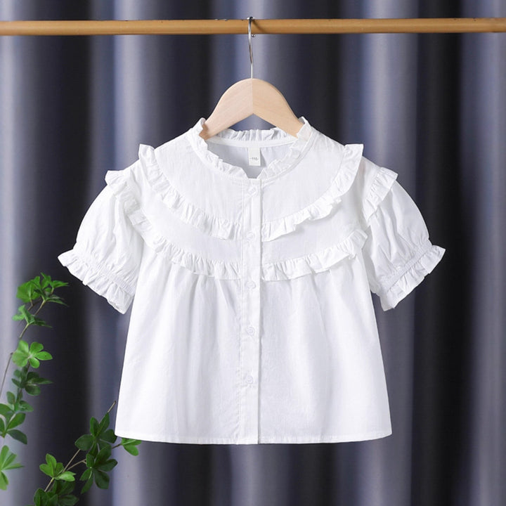 Girl Ruffle Blouse with Elegant Button Placket Mune Fashion