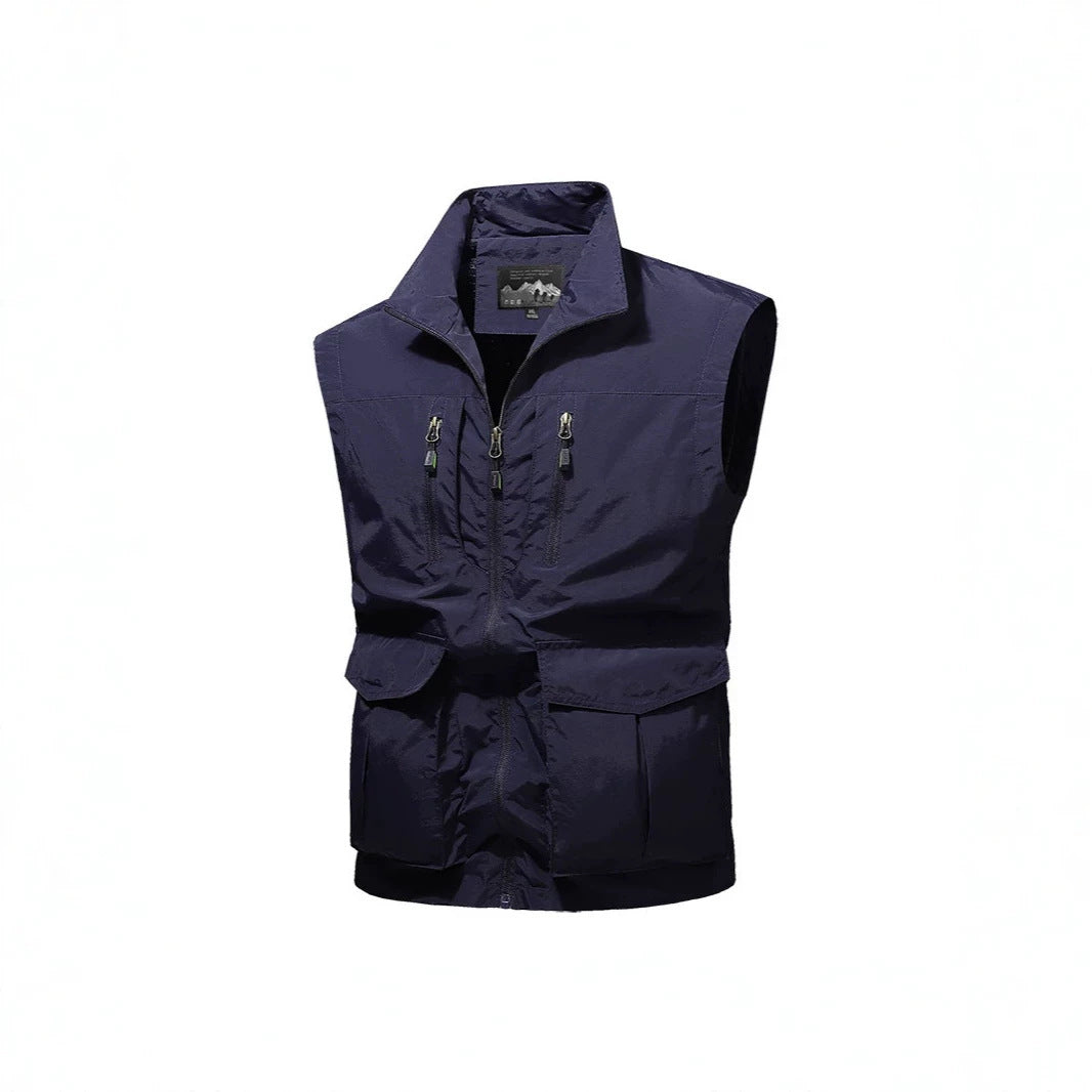 Men's Travel Performance Vest with High Collar, Water-Repellent Microfiber and Multiple Pockets Mune Fashion