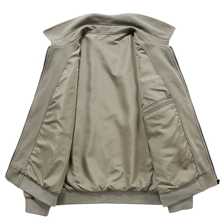 Men's waffle knit blouson with stand-up collar, zipper, and chest pocket Mune Fashion