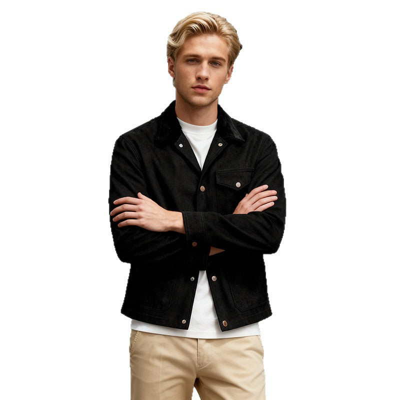 Men's Utility Overshirt made of heavy canvas with cord collar and snap button closure Mune Fashion
