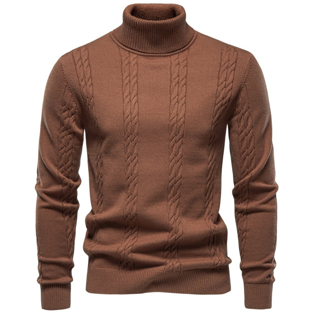 Men's turtleneck sweater with vertical cable pattern and slim fit Mune Fashion