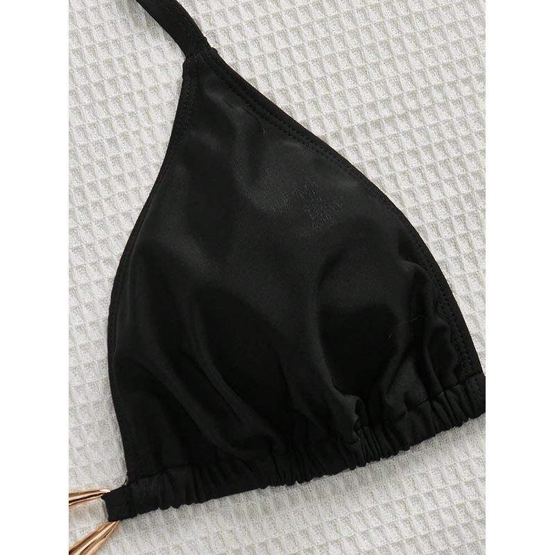 Ladies triangle bikini with elegant lacing and decorative ring Mune Fashion