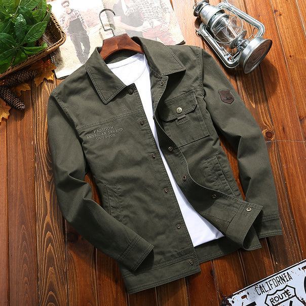Men's robust canvas field jacket with chest pocket, stitch detail, and shirt collar Mune Fashion