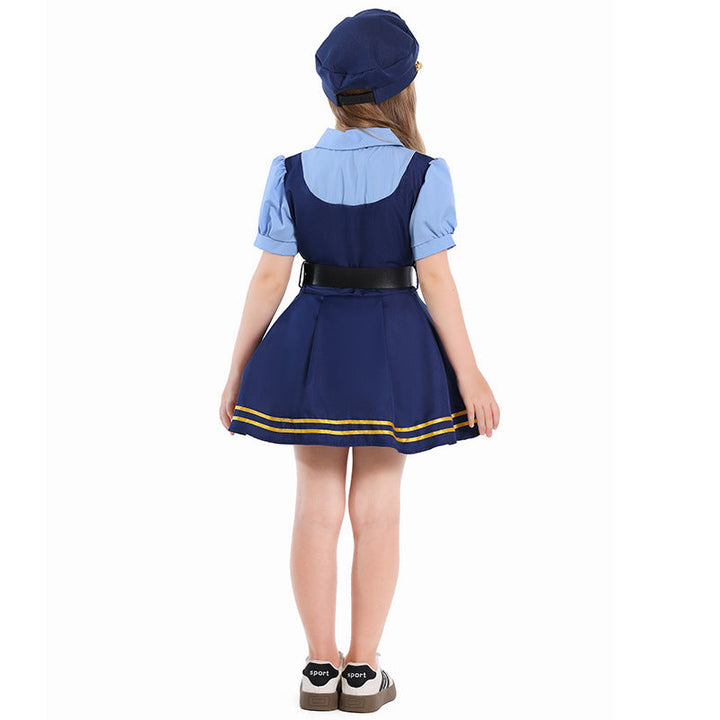 Girl Police Costume with Shirt, Skirt and Ear Applications Mune Fashion