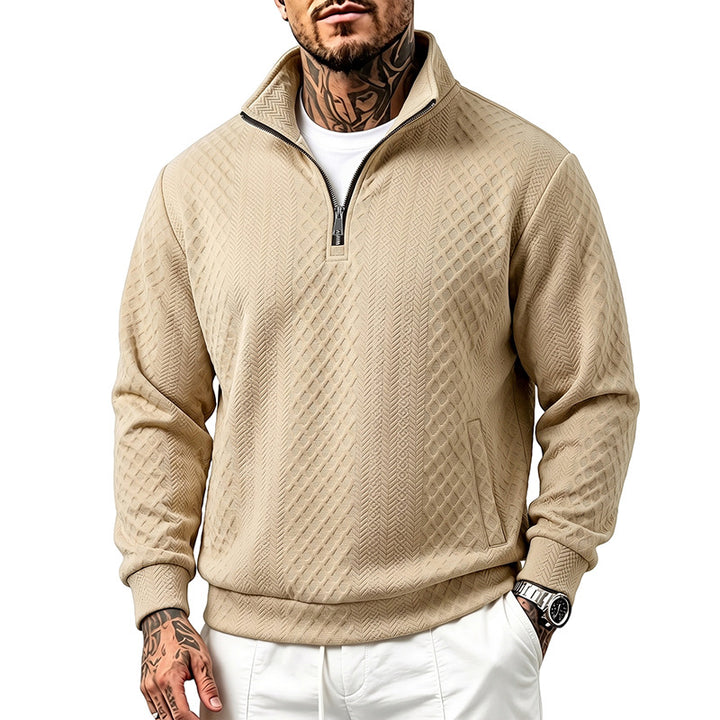 Men's troyer sweatshirt with fine diamond structure, half zip and side pockets Mune Fashion