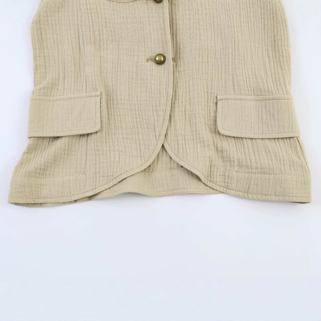 Women Structured Stand Collar Jacket with Decorative Metal Buttons Mune Fashion