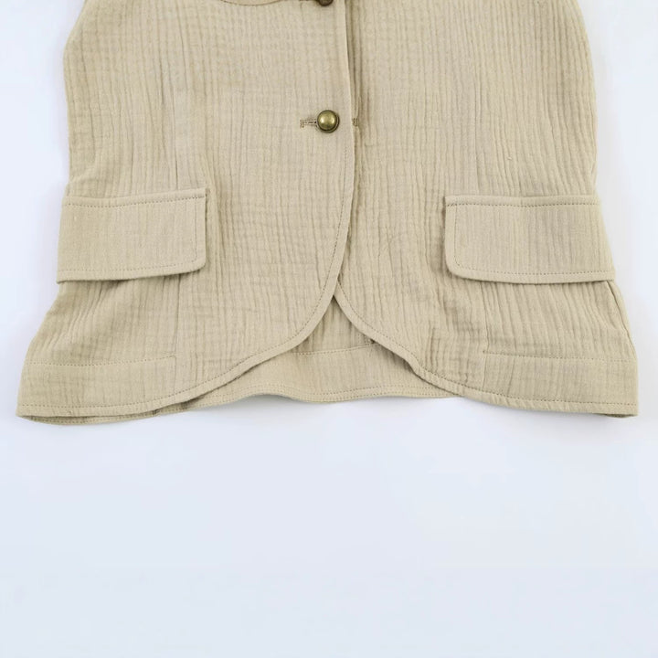 Women Structured Stand Collar Jacket with Decorative Metal Buttons Mune Fashion