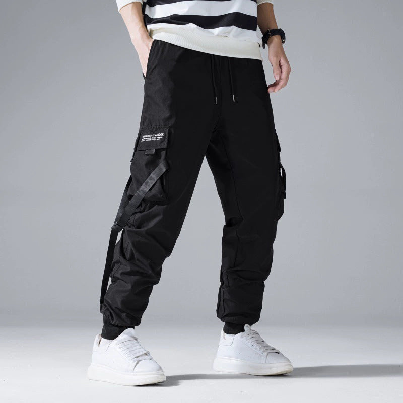 Men's Tech Cargo Jogging Pants with Multi-Pockets, Drawstrings & Elastic Cuffs Mune Fashion