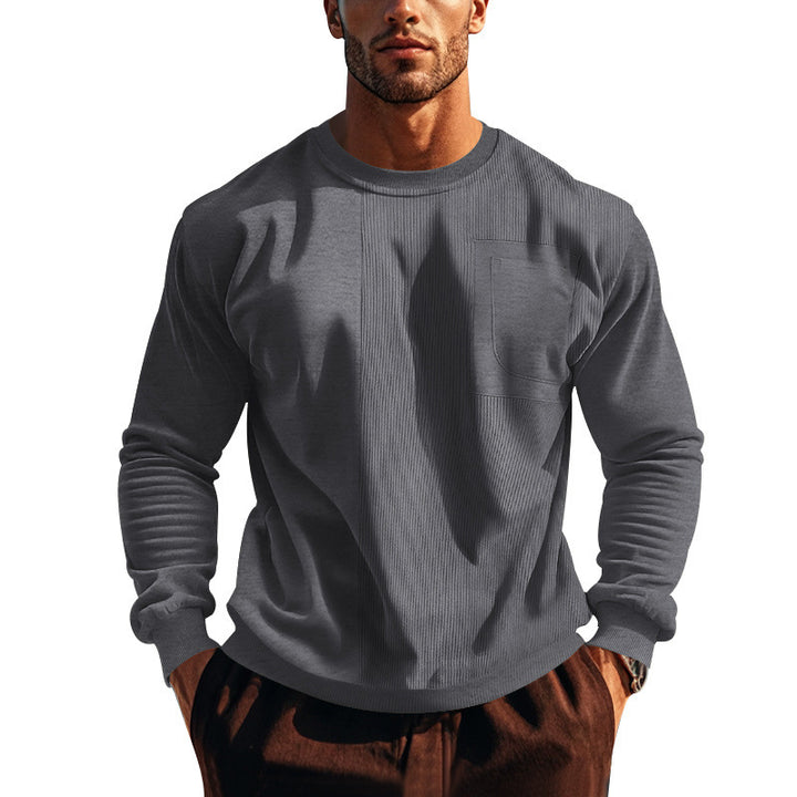 Men's Structured Sweatshirt with Ribbed Panel and Chest Pocket Mune Fashion