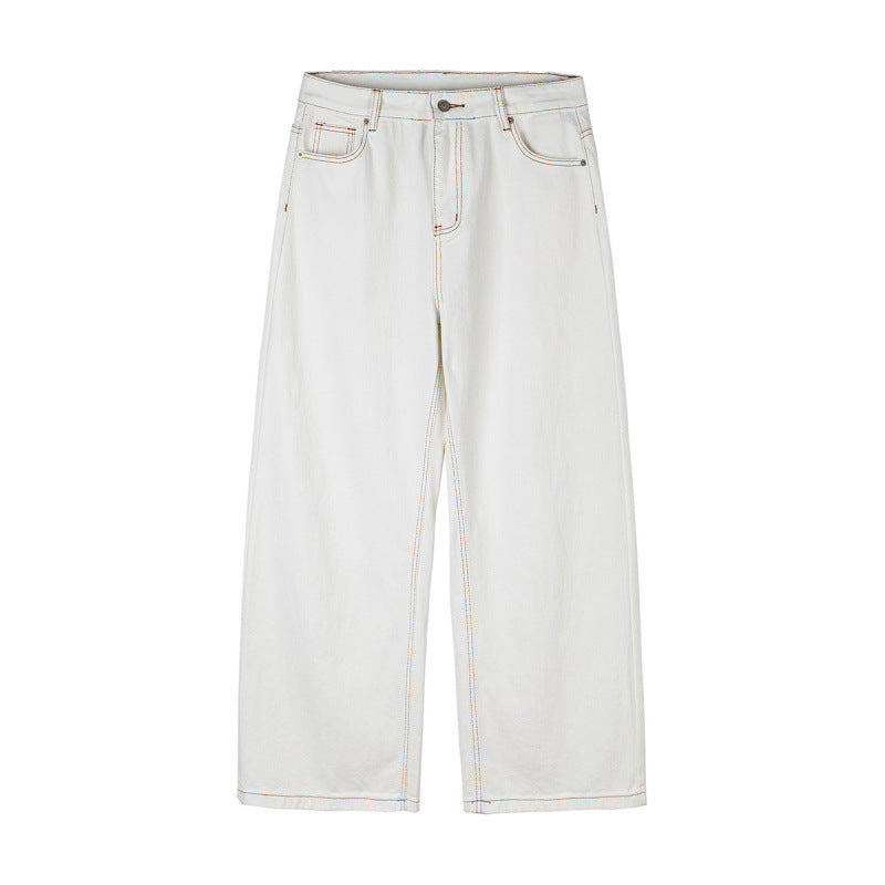 Women's Wide High-Waist Culotte Jeans with Visible Contrast Seams Mune Fashion