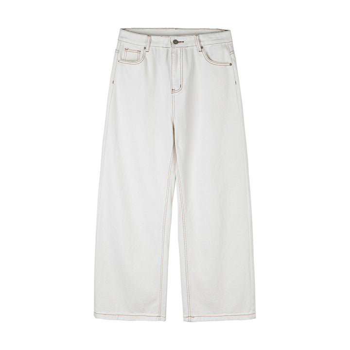 Women's Wide High-Waist Culotte Jeans with Visible Contrast Seams Mune Fashion