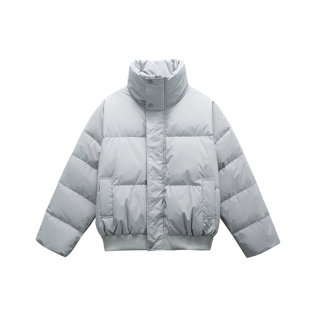 Unisex Boxy padded short jacket with high stand collar and elastic hem Mune Fashion