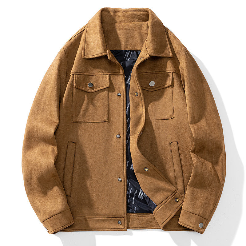 Men's suede-look trucker jacket with quilted lining and flap pockets Mune Fashion