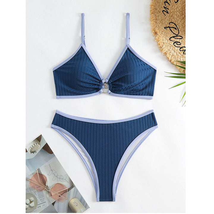 Women's bikini set with fashionable ribbed pattern and adjustable straps Mune Fashion