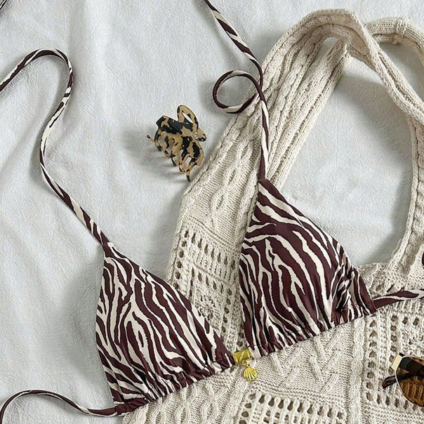 Women's Triangle Bikini Top with Ruffles Mune Fashion