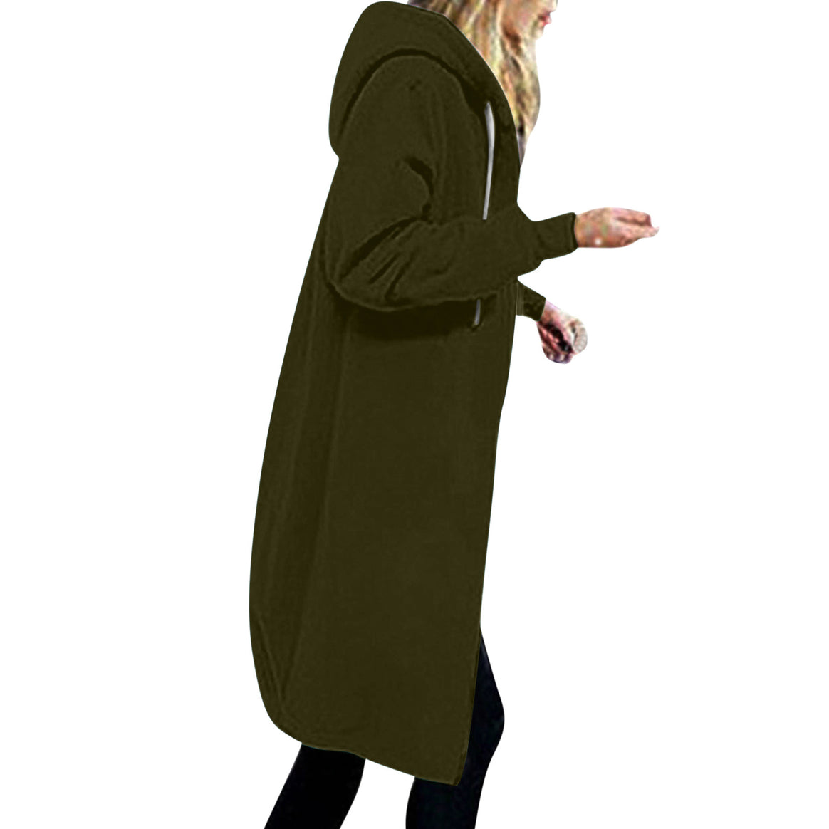 Women's longer oversized hoodie coat with rounded hem and zip pockets Mune Fashion