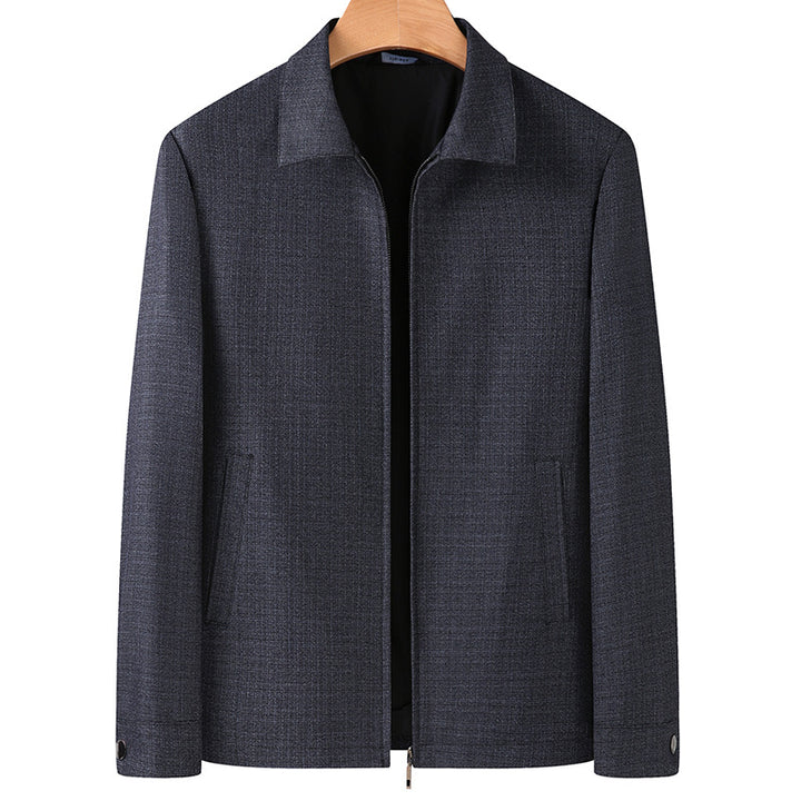 Men's Elegant Transition Jacket in Blouson Style made of Structured Wool Blend with Concealed Zipper Mune Fashion