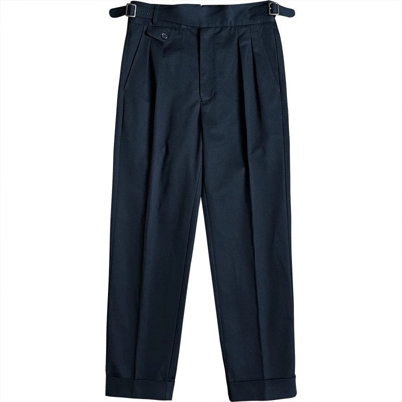Men's pleated trousers with adjustable side buckles and cuffs Mune Fashion