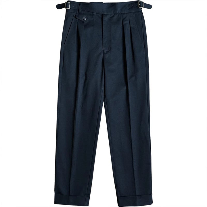 Men's pleated trousers with adjustable side buckles and cuffs Mune Fashion