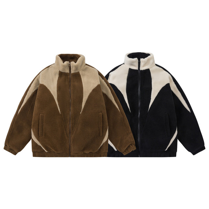 Unisex Oversized Teddy Fleece Jacket with High Standing Collar Mune Fashion