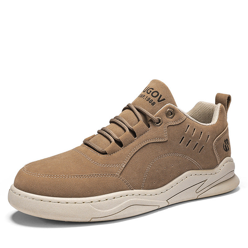 Men's urban suede-look city sneaker with perforated side ventilation and ergonomic platform sole Mune Fashion
