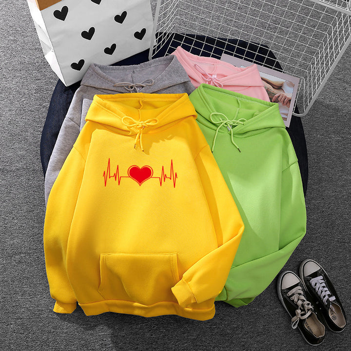 Unisex oversized hoodie with heart EKG print and kangaroo pocket Mune Fashion