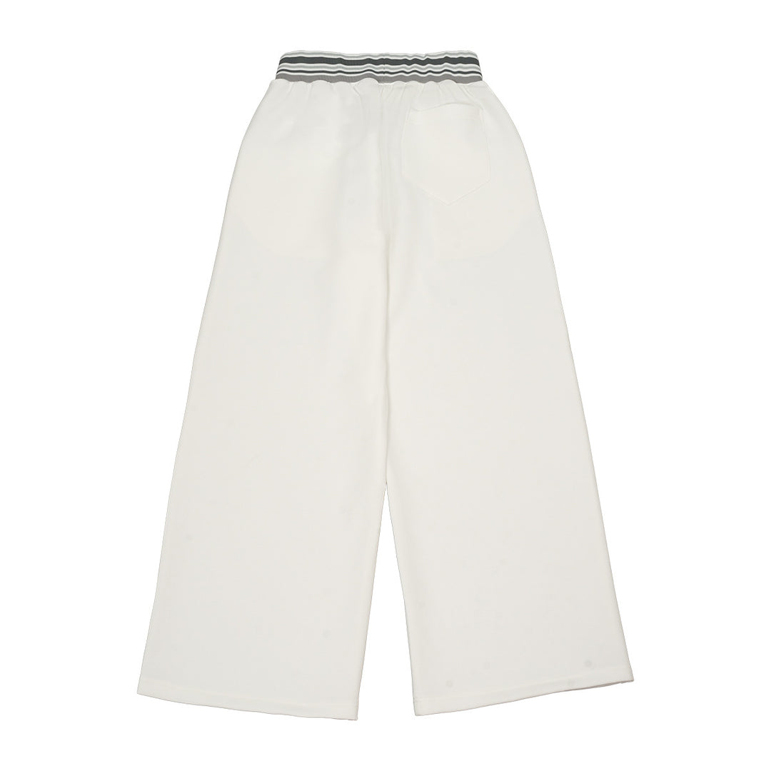 Women's Wide Culotte Sweatpants with High Waist and Striped Rib Cuffs Mune Fashion