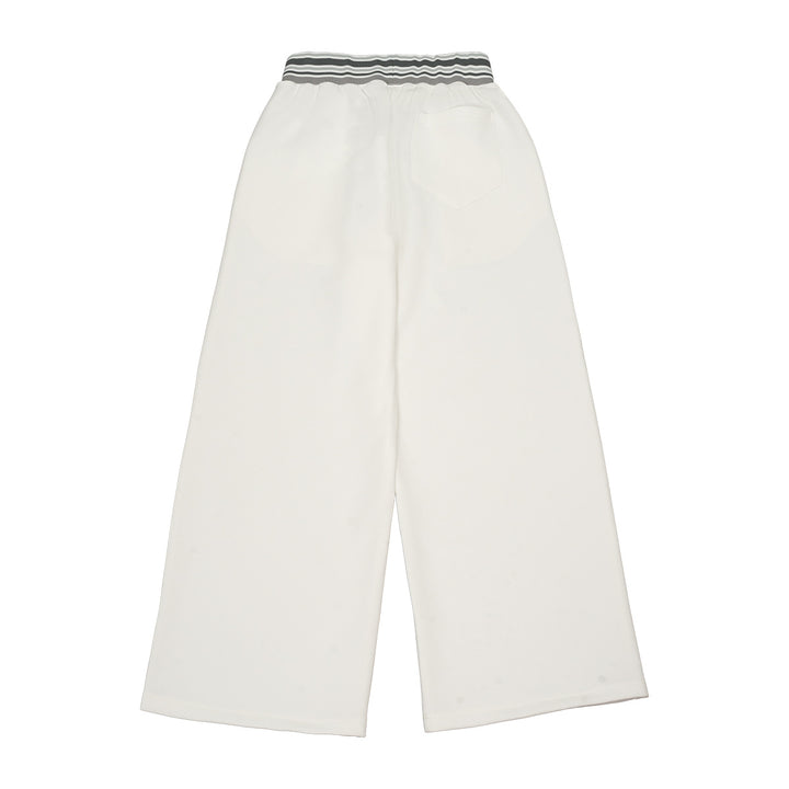 Women's Wide Culotte Sweatpants with High Waist and Striped Rib Cuffs Mune Fashion