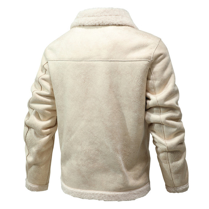 Men's aviator-style jacket with teddy lining, artificial suede & zip pocket Mune Fashion