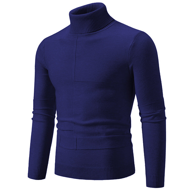 Men's fine turtleneck sweater with textured seams, slim-fit and ribbed cuffs Mune Fashion