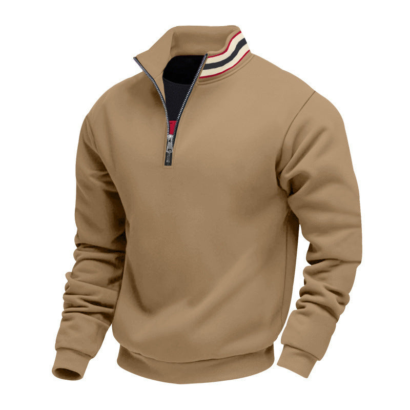 Men's half-zip sweatshirt with sporty ring collar and soft fleece inner lining Mune Fashion