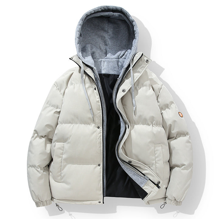 Men's padded quilted jacket with integrated hoodie inner layer and windproof outer layer Mune Fashion