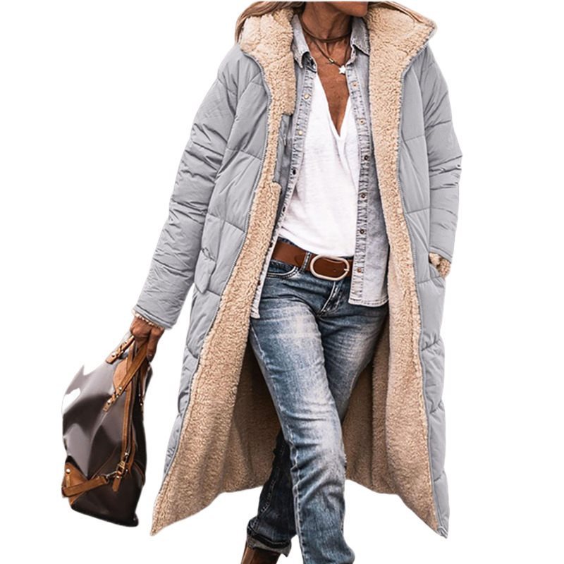 Women's long padded coat with teddy lining, hood and warm padding Mune Fashion