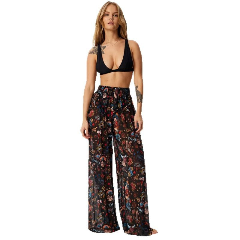 Ladies leggings made of airy, transparent fabric quality with exotic pattern Mune Fashion