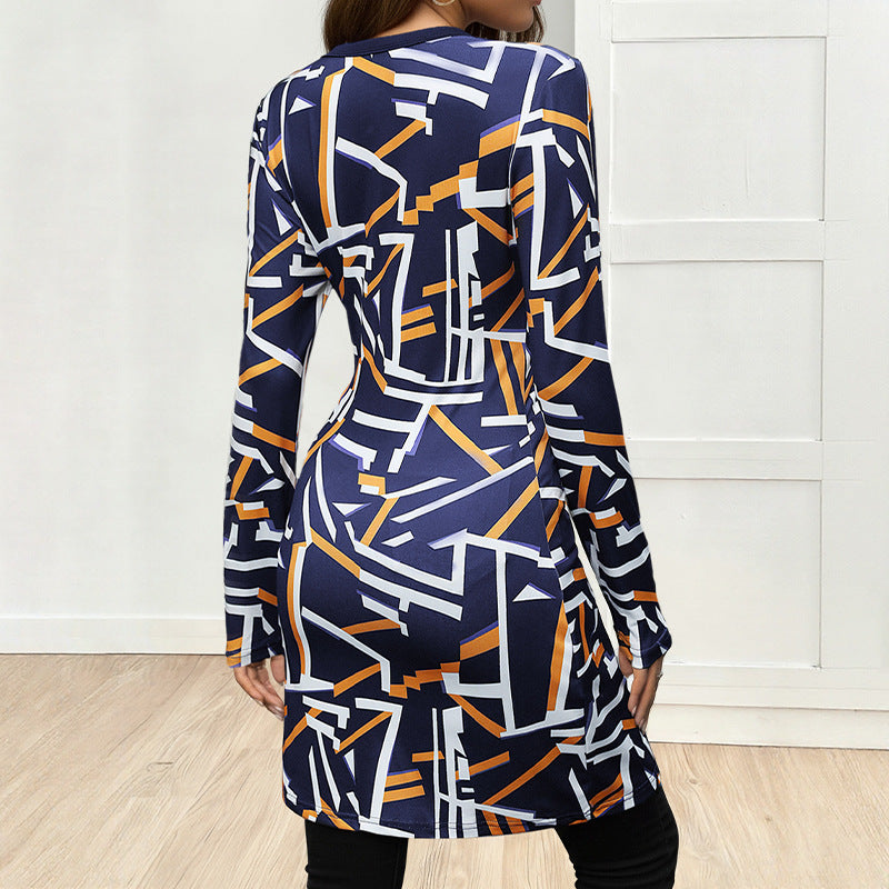 Women's Asymmetrical Long Sleeve Tunic Shirt with Diagonal Button Placket and Side Slits Mune Fashion