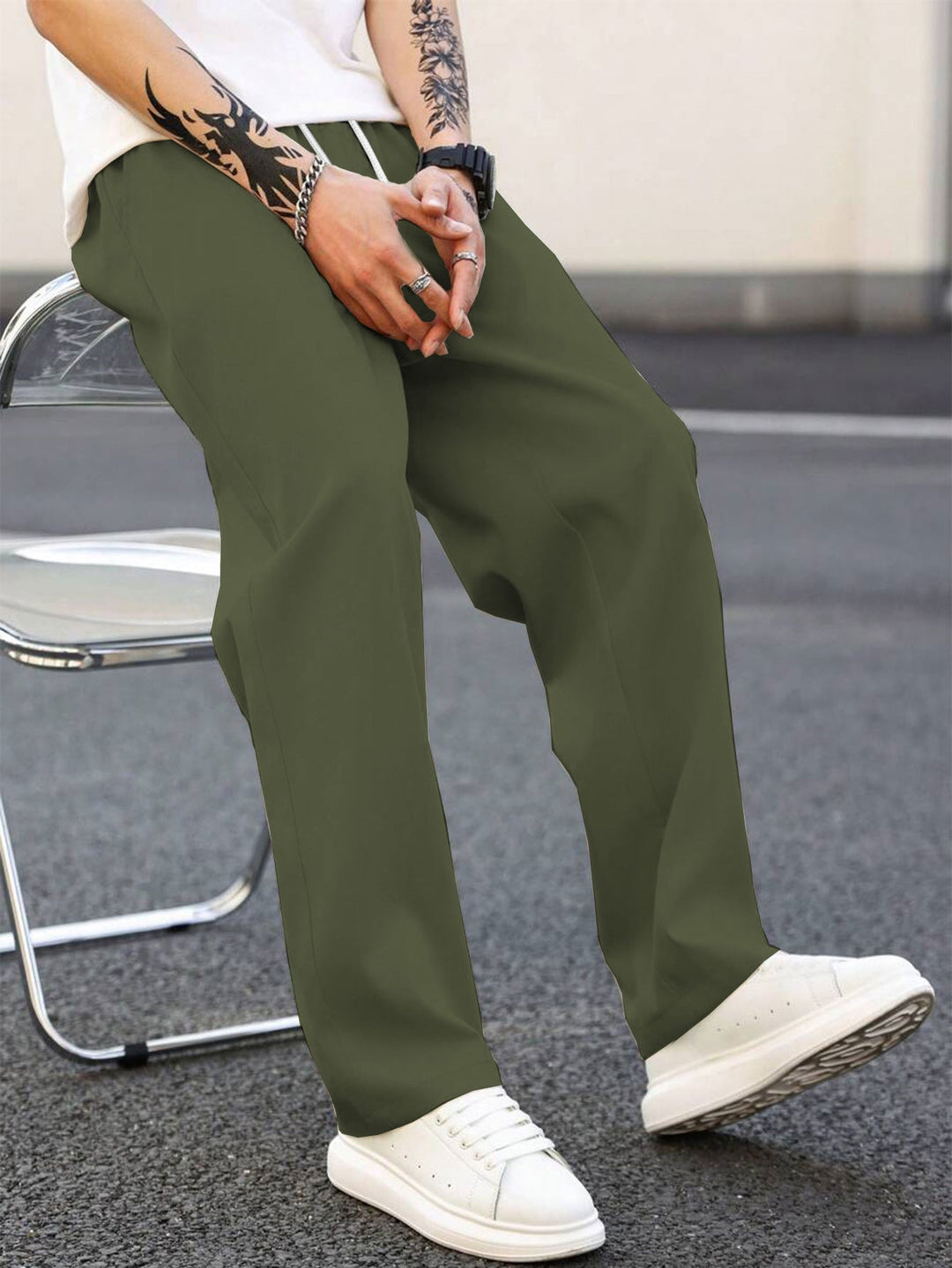 Men's fashionable leisure pants with loose fit and elastic waistband Mune Fashion