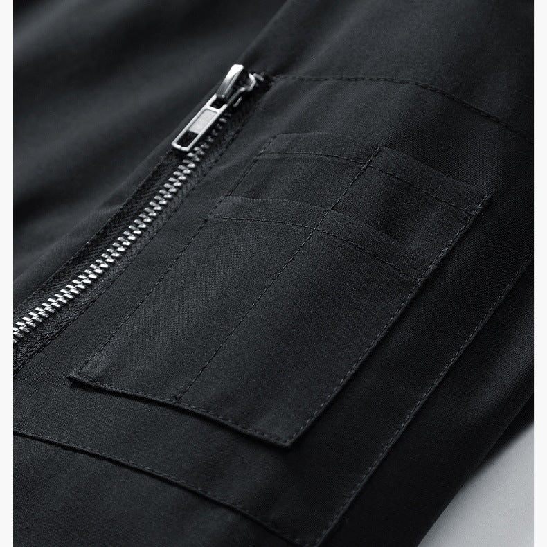 Men's Lightweight Bomber Jacket in Minimalist Utility Look with Arm Pocket & Ribbed Cuffs Mune Fashion