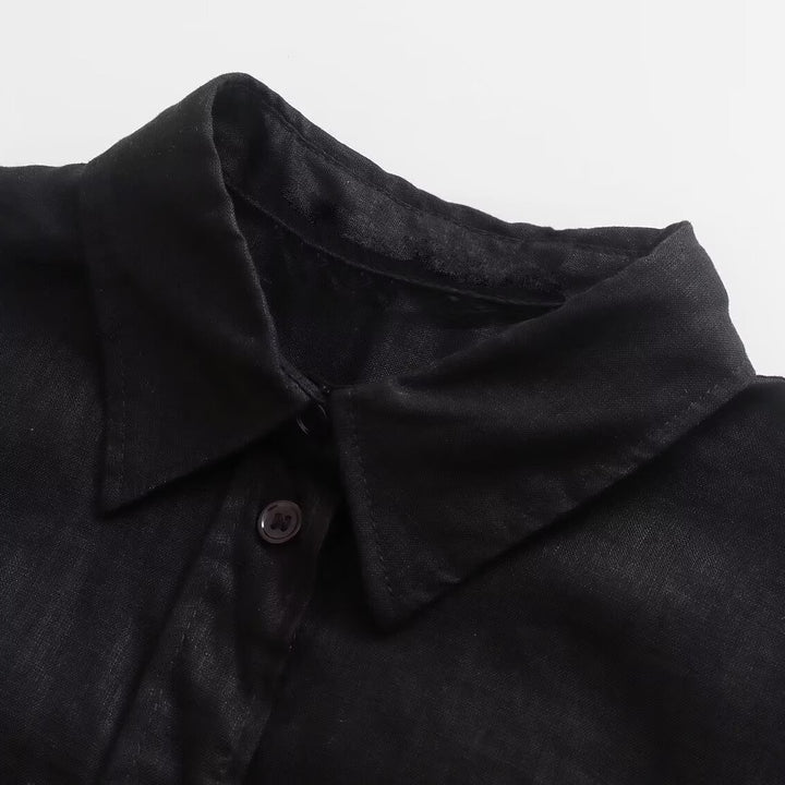 Women's Oversize Shirt Blouse with Extended Back, Boxy Cut and Continuous Button Placket Mune Fashion