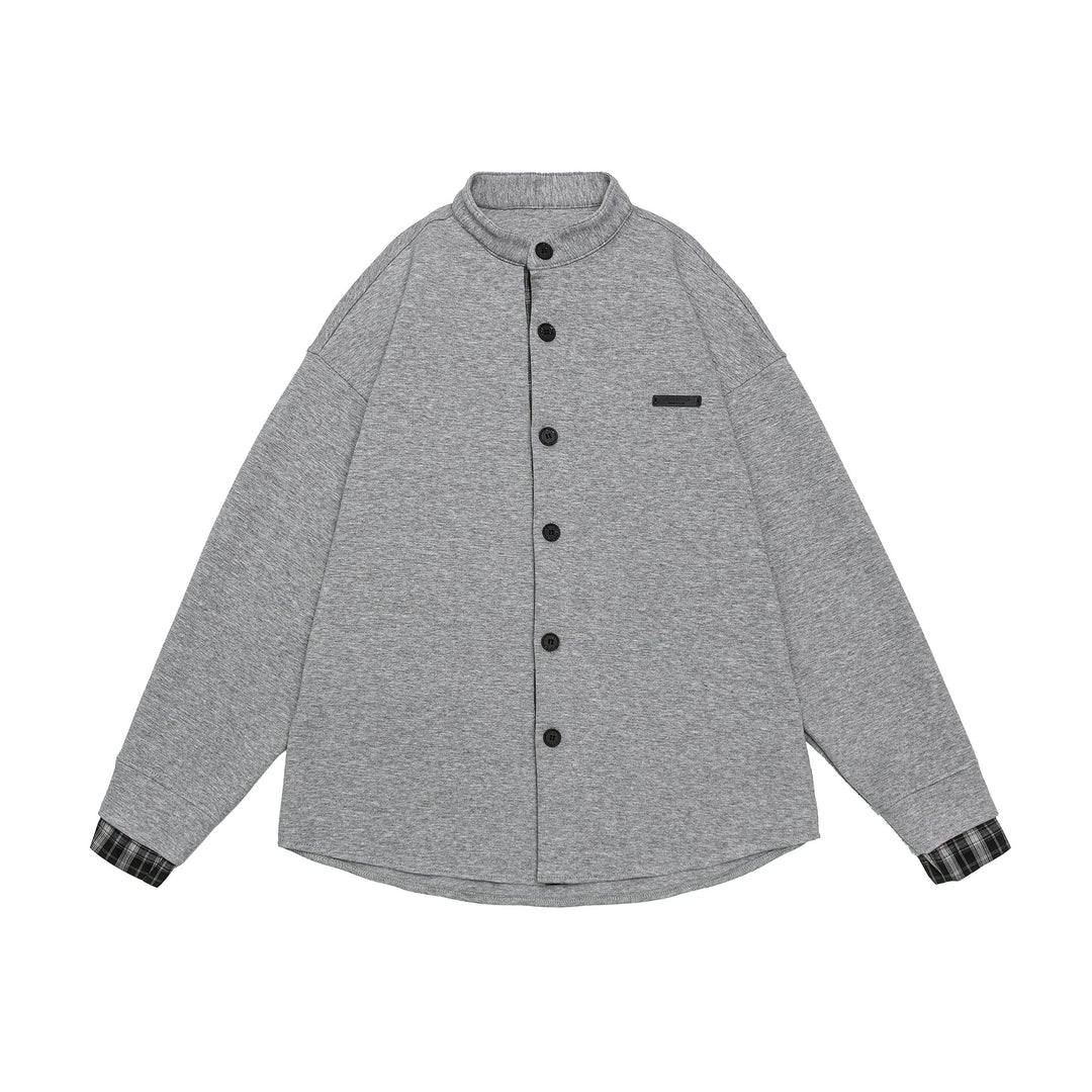 Unisex Oversized Sweat Jacket in Shirt Jacket Look with Stand-Up Collar Mune Fashion