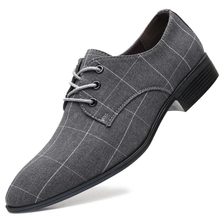 Men's elegant check-patterned derby shoe with narrow pointed shape Mune Fashion