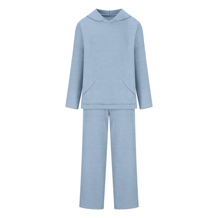 Women's comfortable lounge set with hoodie, kangaroo pocket, and wide jersey pants Mune Fashion