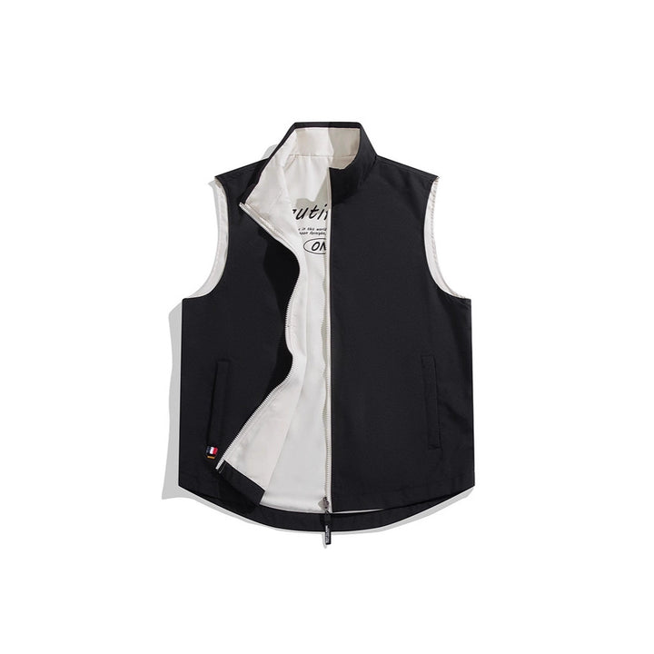 Unisex Reversible Padded Vest with High Collar, Windproof Outer Layer and Contrasted Inner Lining Mune Fashion