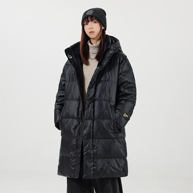 Men's longer quilted thermal down coat with hood and windproof outer shell Mune Fashion