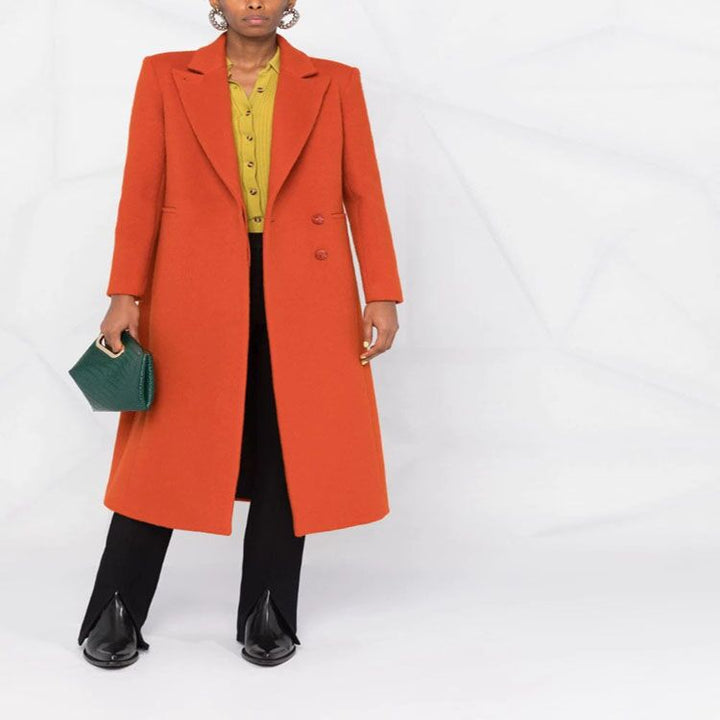 Women's Maxi-Length Wool Blend Long Coat with Slim Seam Design and Hidden Pockets Mune Fashion