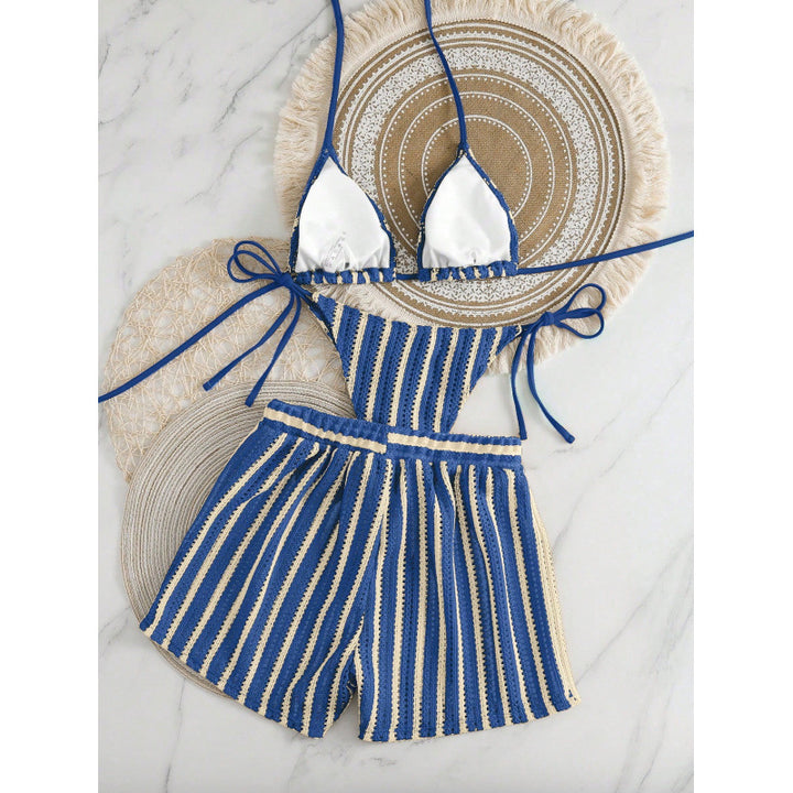 Ladies Two-Piece Leisure Swim Outfit with Adjustable Top and Elastic Shorts Mune Fashion