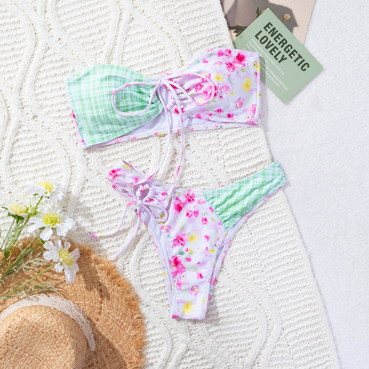 Ladies Cheerful Floral Print Bikini Mune Fashion