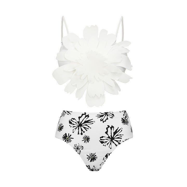 Women's bikini set with special floral decor and long wrap skirt Mune Fashion